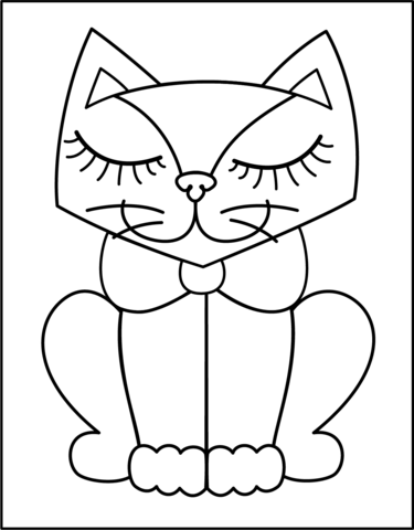 Romero Britto Cat Outline Coloring Page